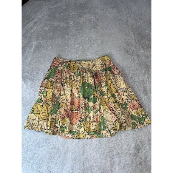 Vintage FOREVER 21 Cotton Floral Print A-Line Above Knee Skirt Size Large - Picture 2 of 8